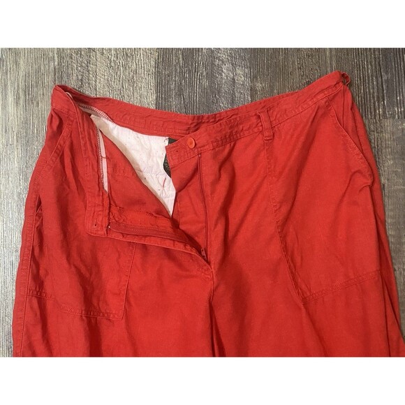 Lauren Ralph Lauren Womens Linen Crop Pants Wide Leg High Rise Red Beach Size 16 - Picture 4 of 12